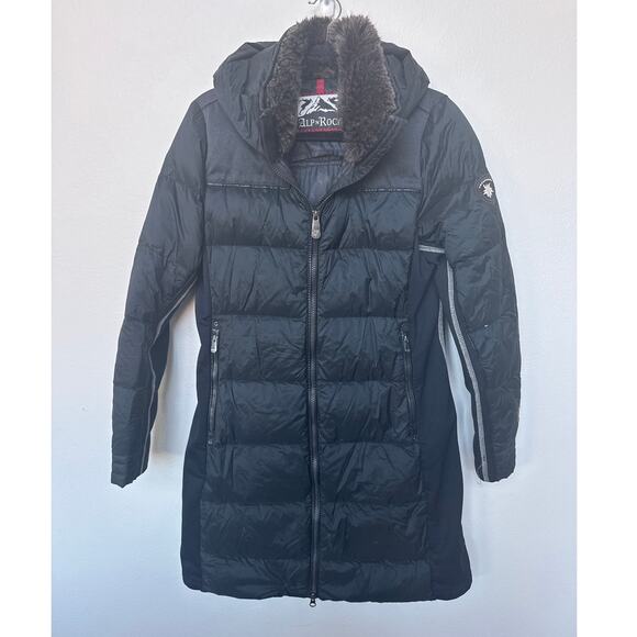 Alp N Rock Jackets & Blazers - Alp n' Rock Faux Fur Collar Mid-Length Hooded Down Puffer Jacket Black Women L
